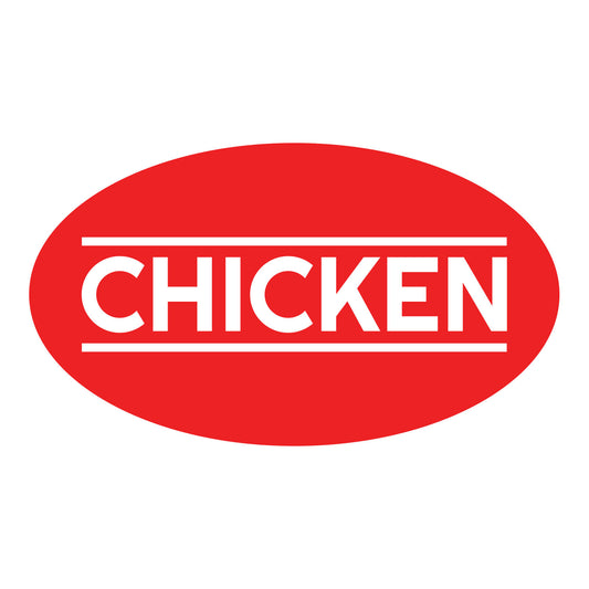 1.75 x 1in Sticker: Chicken Food Label Roll (Red)
