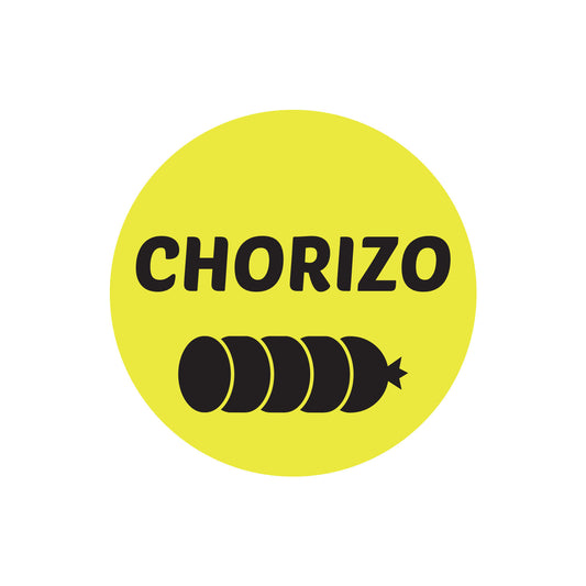 1in Sticker: Chorizo Food Label Roll (Yellow)