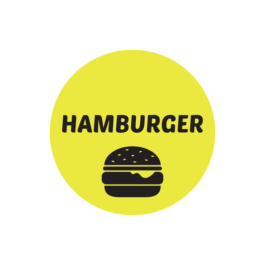 1in Sticker: Hamburger Food Label Roll