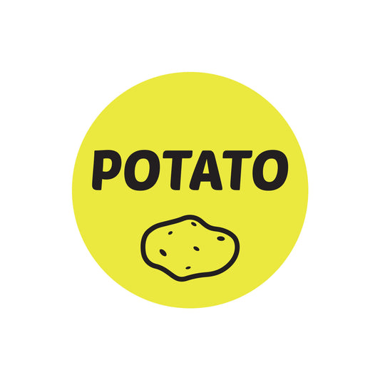 1in Sticker: Potato Food Label Roll (Yellow)