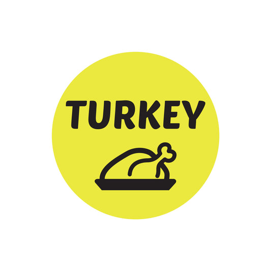 1in Sticker: Turkey Food Label Roll (Yellow)