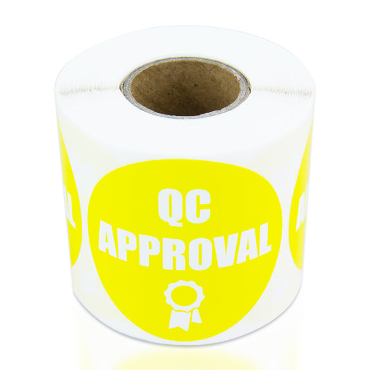 2in Sticker: QC Approval Label Roll (Yellow)