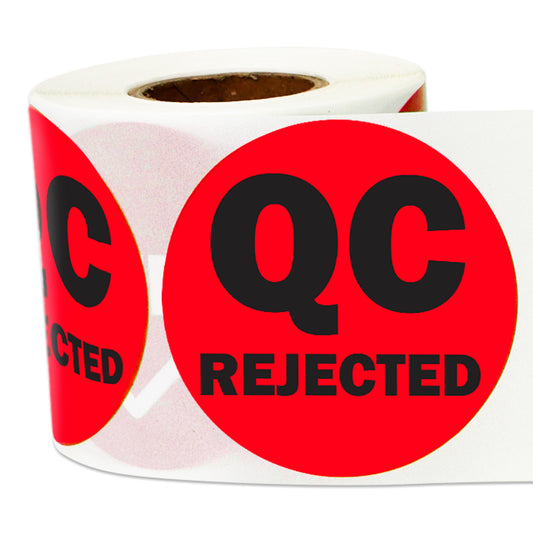2 x 2in Sticker: QC Rejected Inventory Label Roll (Red)