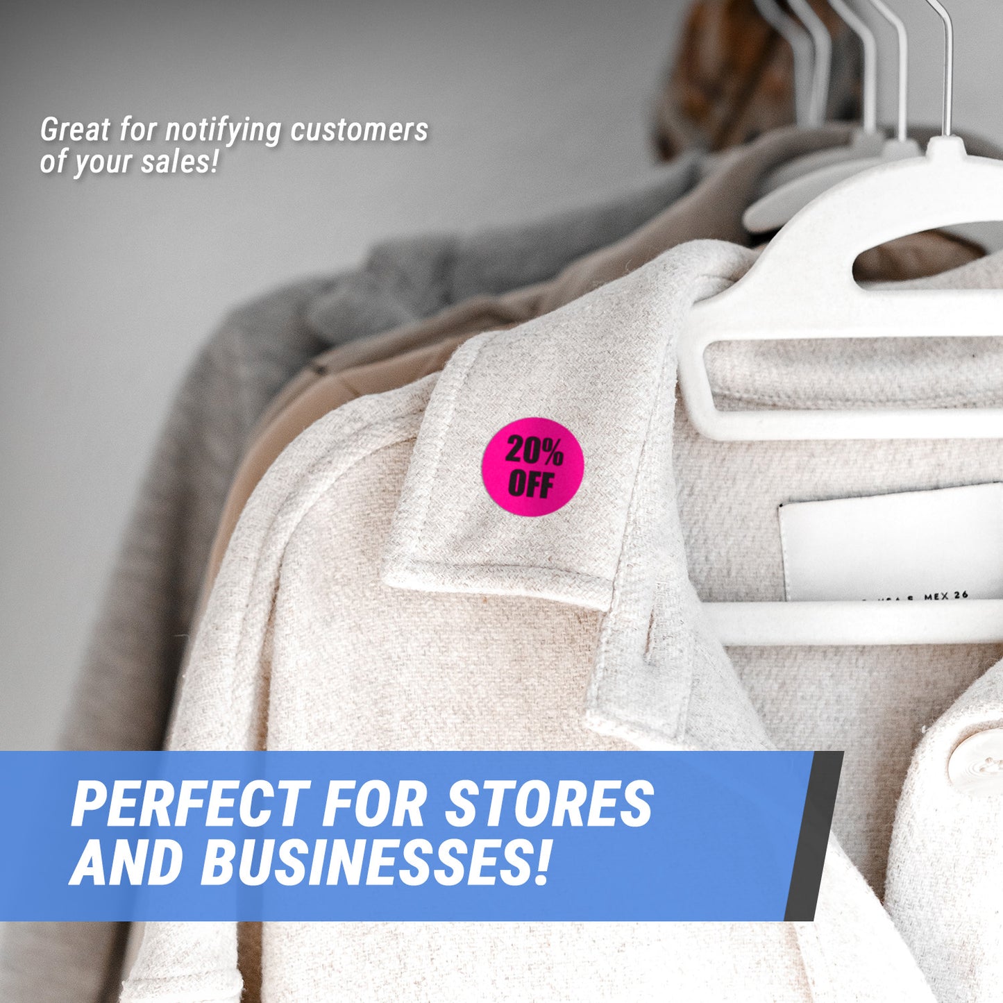 1.5in Sticker: 20 Percent Off Retail Label Roll (Pink)