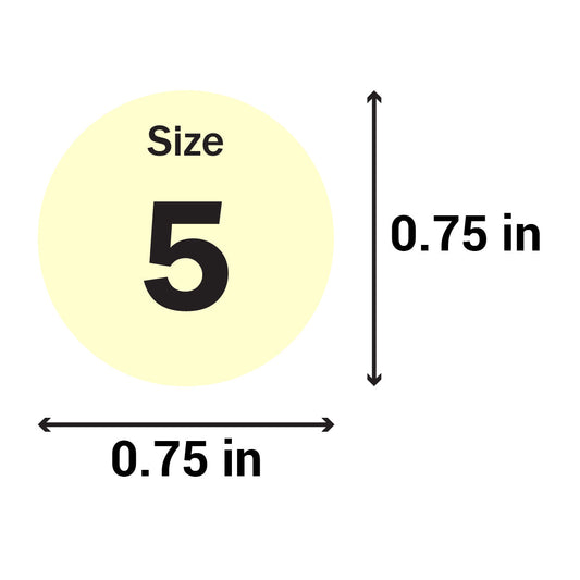 0.75in Sticker: Size 5 Clothing and Footwear Label Pack