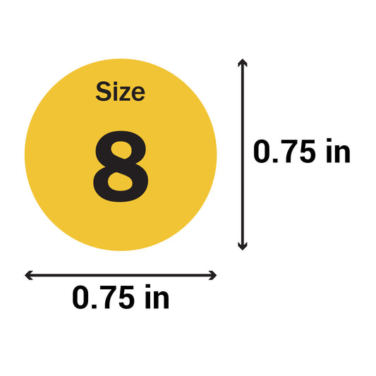 0.75in Sticker: Size 8 Clothing & Footwear Label Pack