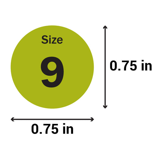 0.75in Sticker: Size 9 Clothing & Footwear Label Pack