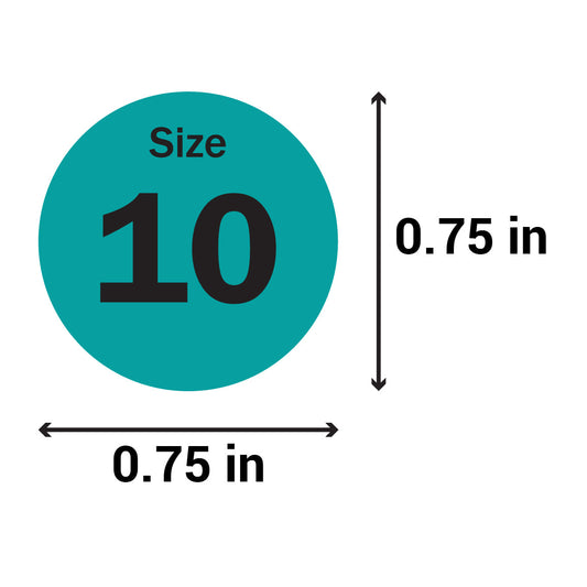0.75in Sticker: Size 10 Clothing & Footwear Label Pack