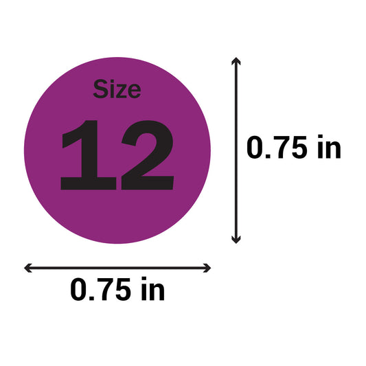 0.75in Sticker: Size 12 Clothing & Footwear Label Pack