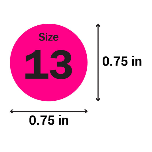 0.75in Sticker: Size 13 Clothing & Footwear Label Pack