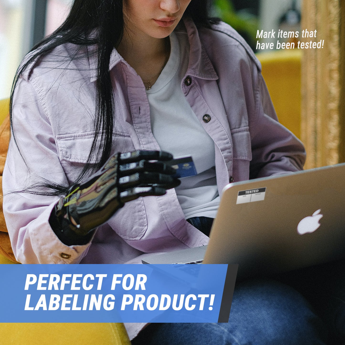1.5 x 0.75in Sticker: Tested QC with Date & Initials Label Roll