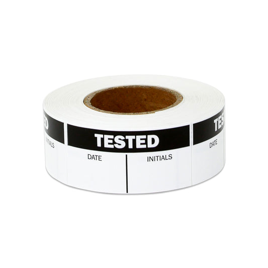 1.5 x 0.75in Sticker: Tested QC with Date & Initials Label Roll
