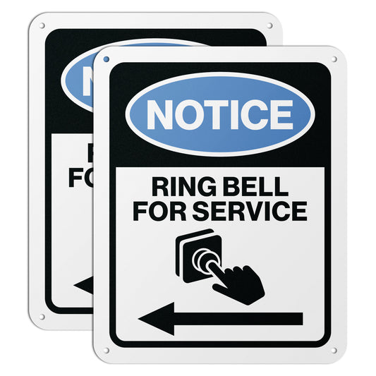 8 x 10in Aluminum Sign: Ring Bell for Service Notice