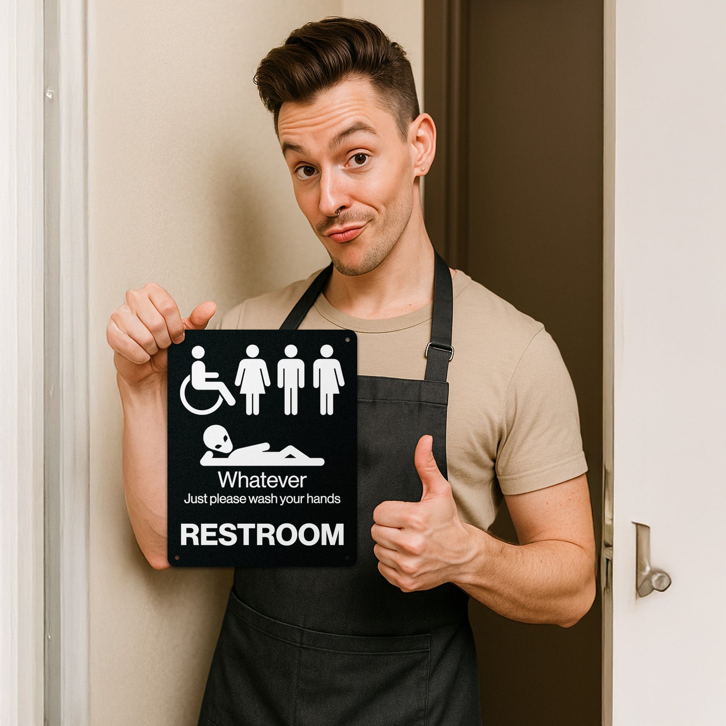 8 x 10in Aluminum Restroom Sign: Please Wash Your Hands