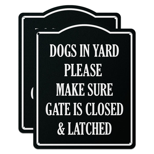 8 x 10in Dogs in Yard Aluminum Sign