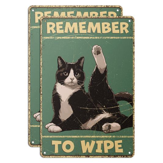 8 x 12in Bathroom Decoration: Remember to Wipe Sign