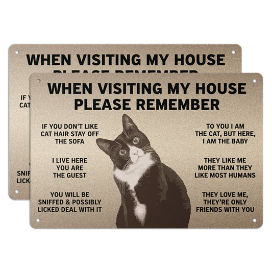 12 x 8in Aluminum Sign: Cat Lover House Rules Home Decor Art