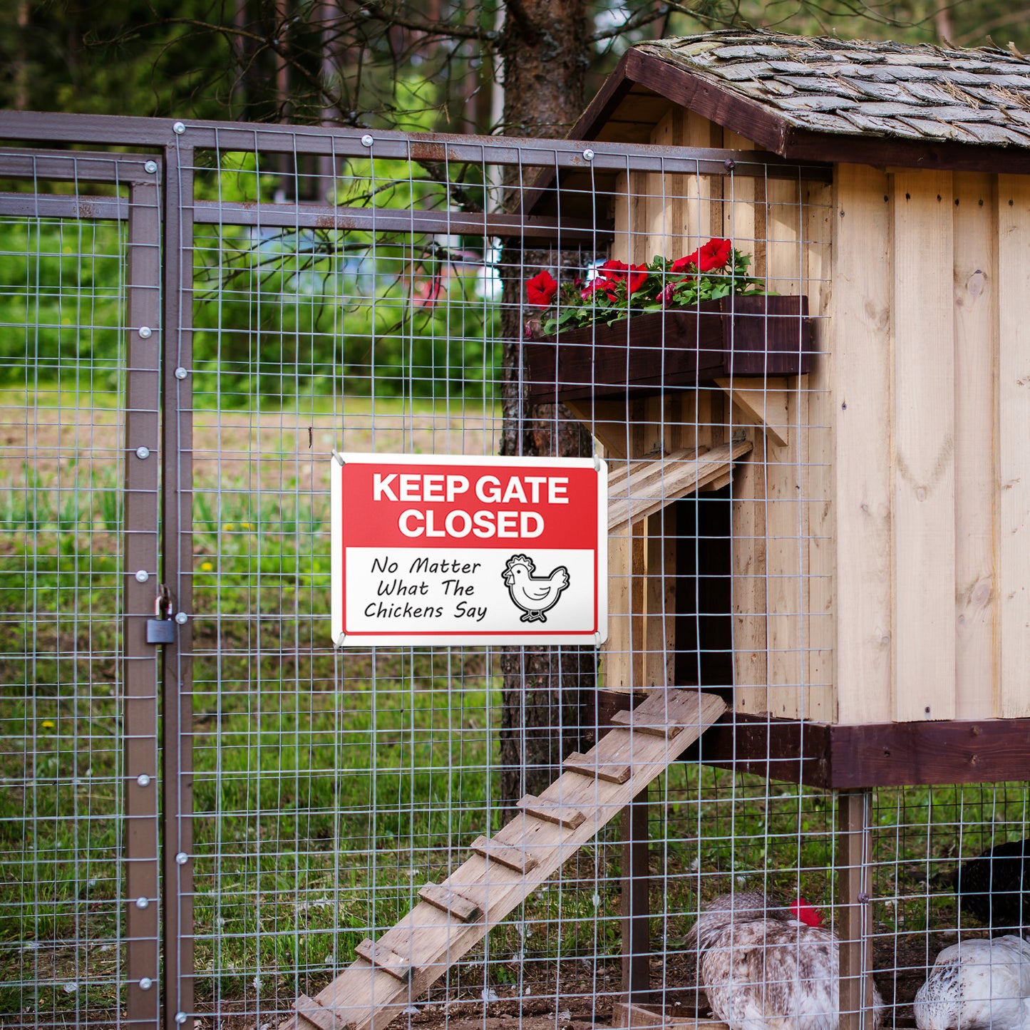 10 x 7in Chicken Coop Sign: Keep Gate Closed