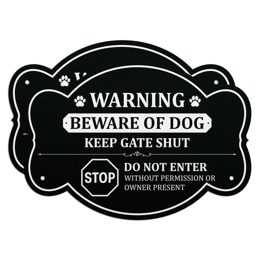 10 x 7in Yard Sign: Warning Beware of Dog Keep Gate Shut