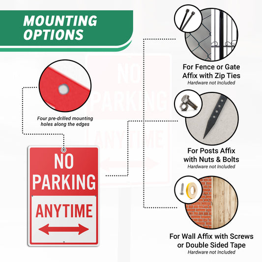 10 x 14in Street Sign: No Parking Anytime