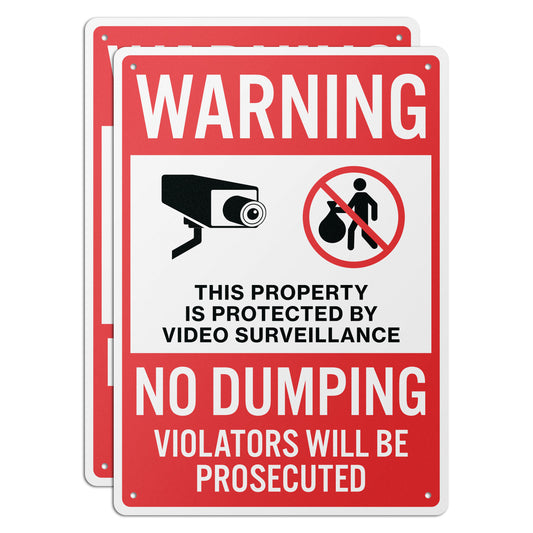 10 x 14in No Dumping Sign: Video Surveillance Warning