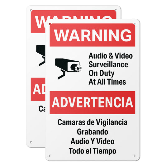 8 x 12in Aluminum Sign: Audio Video Surveillance Warning