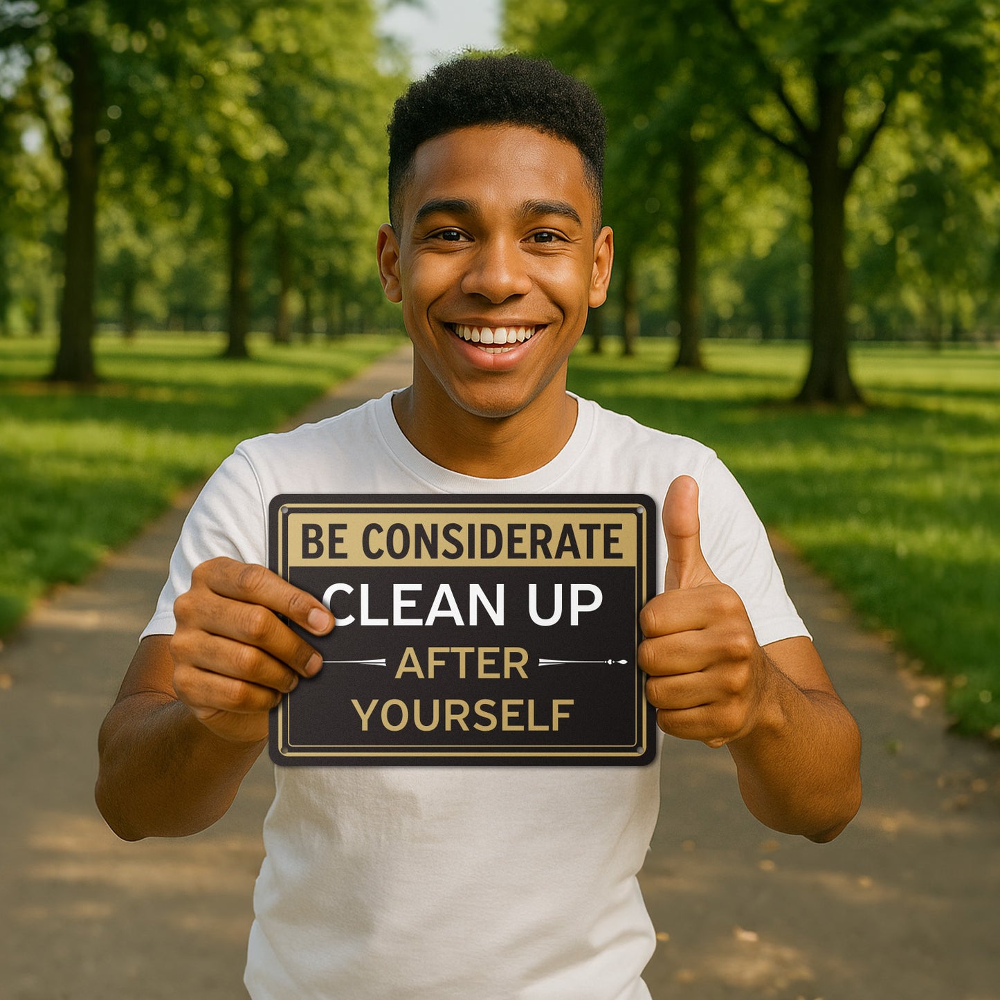 10 x 7in Aluminum Sign: Clean Up After Yourself Notice