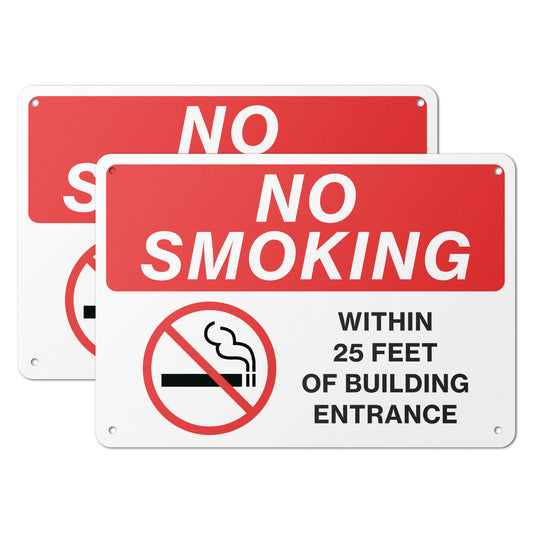 10in x 7in Aluminum Sign: No Smoking Within 25 Feet Notice