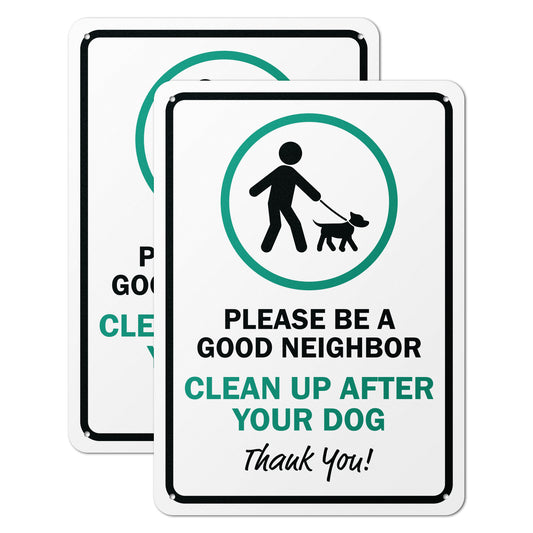 10 x 14in Aluminum Sign: Clean Up After Your Dog Reminder