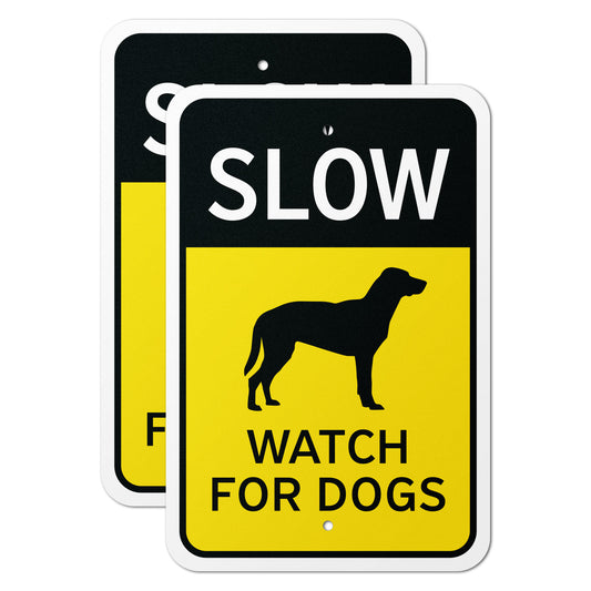 12 x 18in Traffic Warning Sign: Slow Watch For Dogs