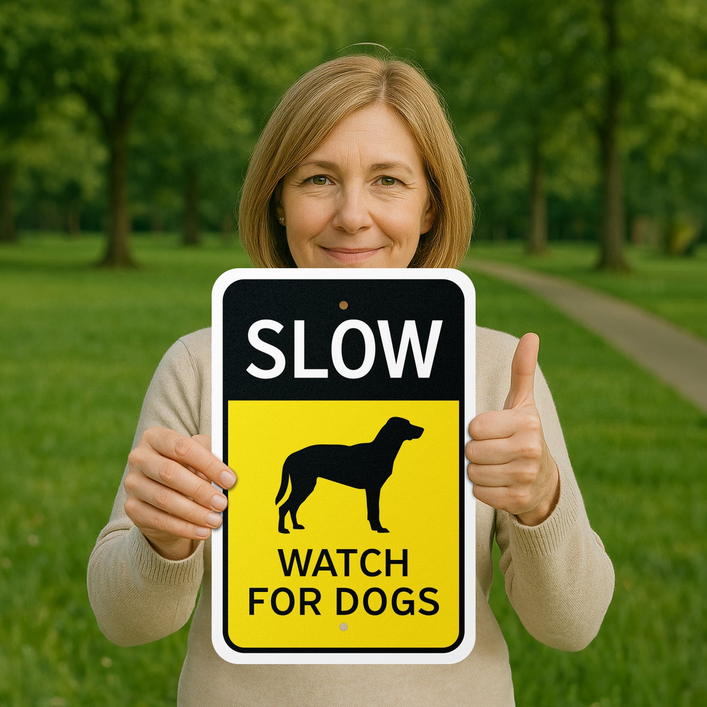 12 x 18in Traffic Warning Sign: Slow Watch For Dogs
