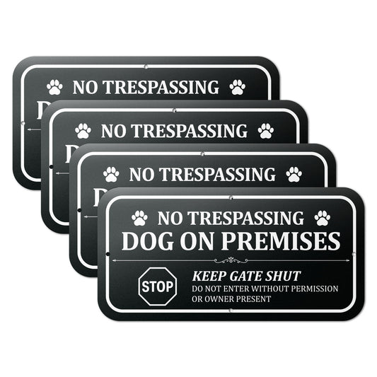 12 x 6in Yard Sign: No Trespassing Dog on Premises
