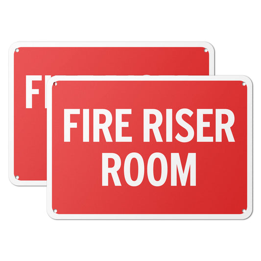7 x 10in Aluminum Sign: Fire Riser Room Safety Warning (Bold Letters)