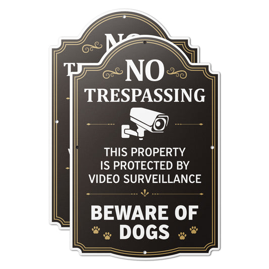 8 x 12in Warning Sign: No Trespassing Beware of Dogs