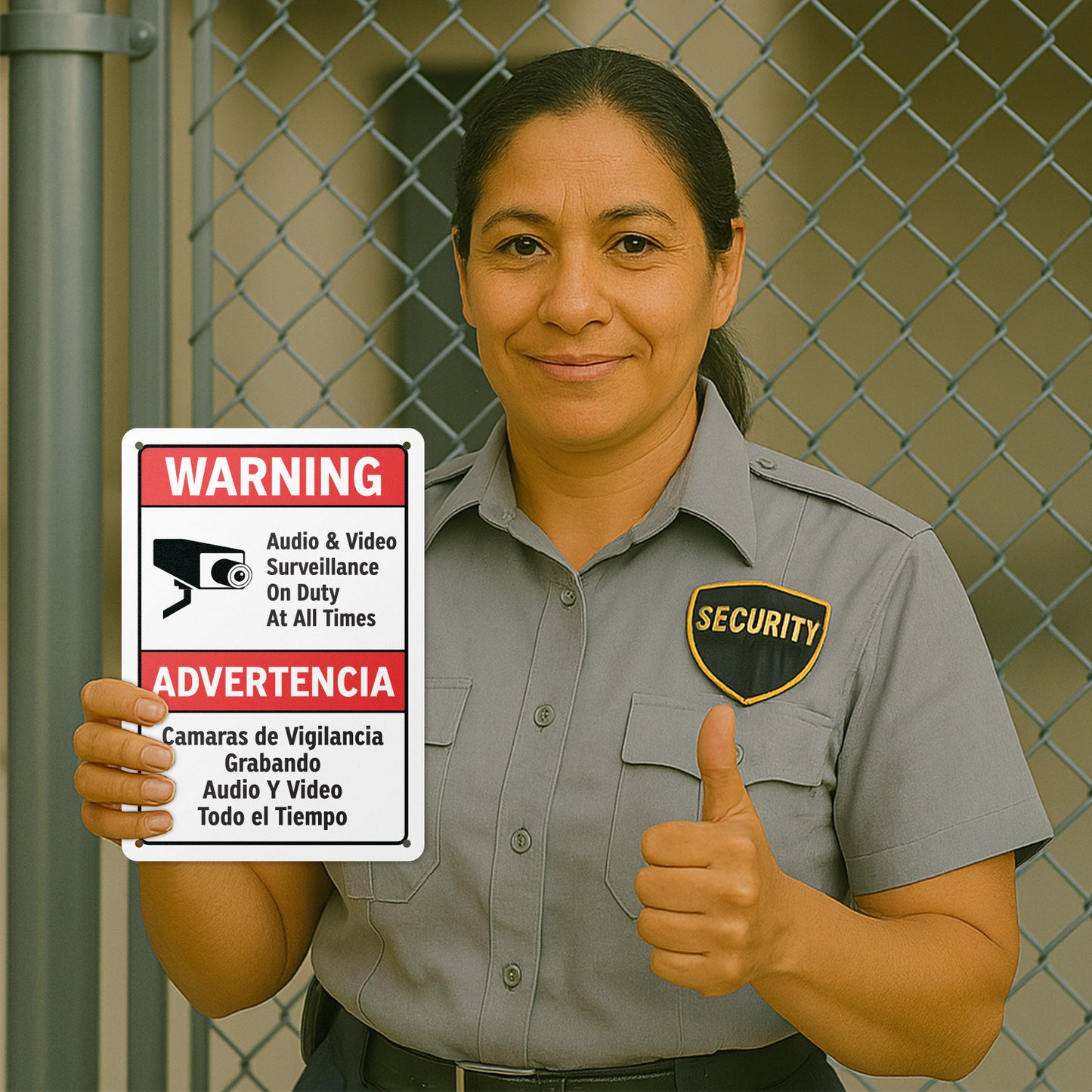 7 x 10in Warning Sign: Audio & Video Surveillance Advertencia (Bilingual)