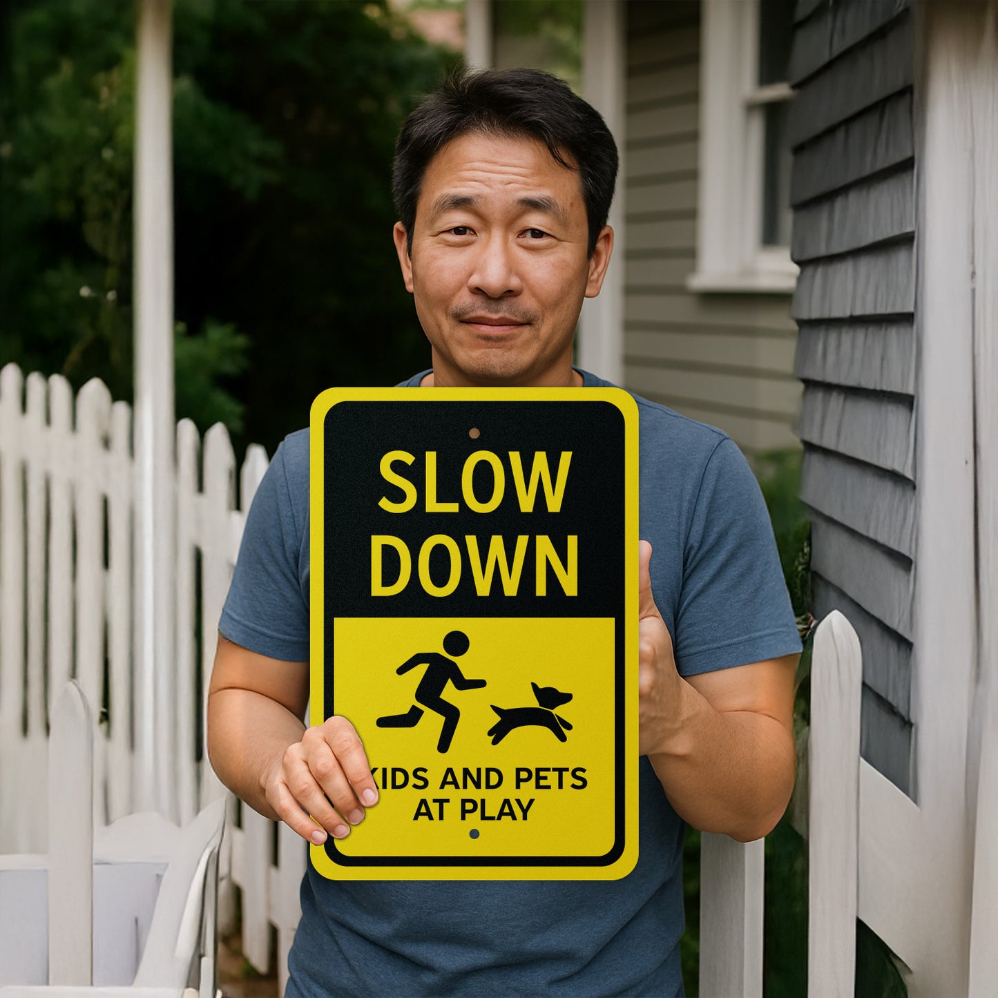 12 x 18in Caution Sign: Slow Down Kids And Pets At Play Warning