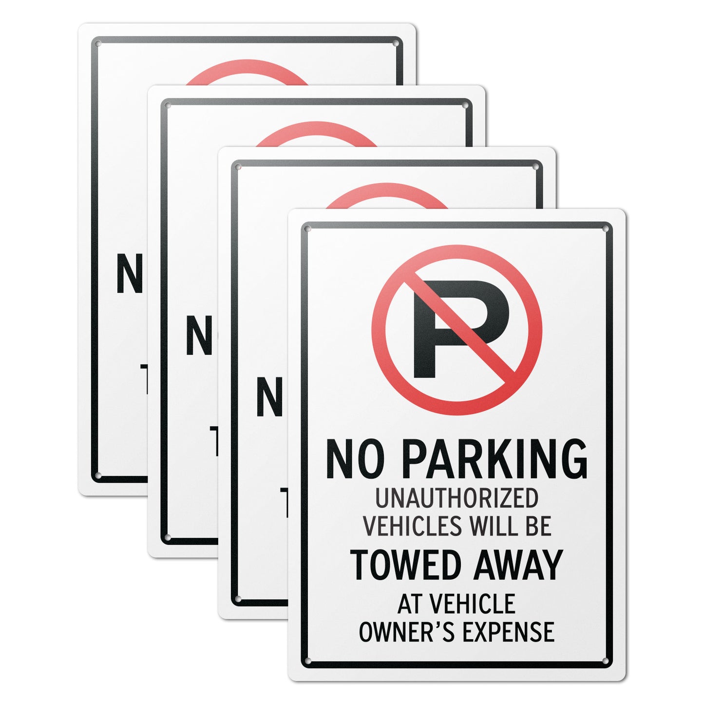 10 x 14in Aluminum Sign: No Parking Unauthorized Vehicles Towed (Corner Mount)