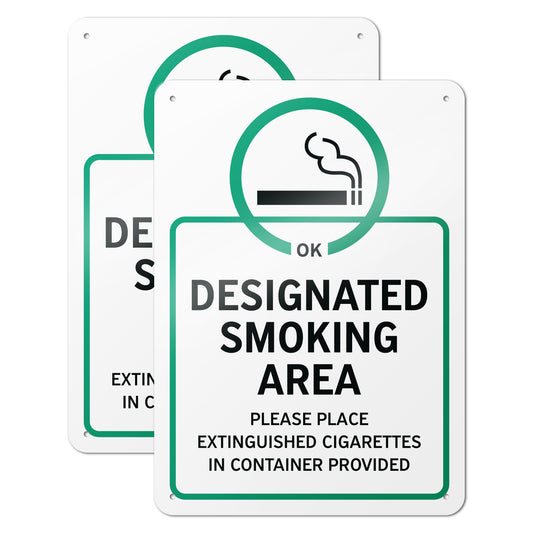 10 x 14in Aluminum Sign: designated Smoking Area