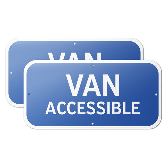 12 x 6in Parking Sign: Van Accessible ADA Compliant Aluminum Reflective