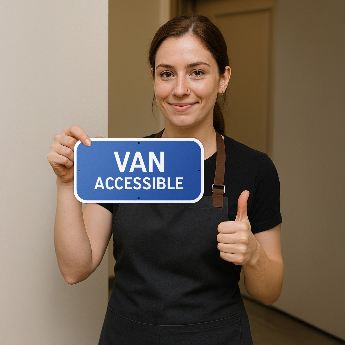 12 x 6in Parking Sign: Van Accessible ADA Compliant Aluminum Reflective