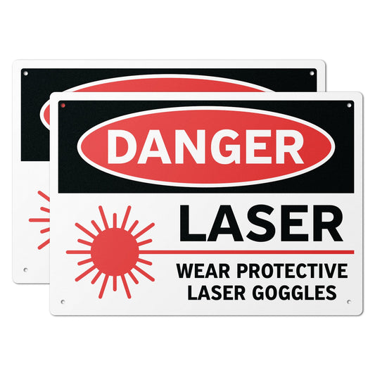 14 x 10in Safety Sign: Danger Laser Wear Protective Goggles