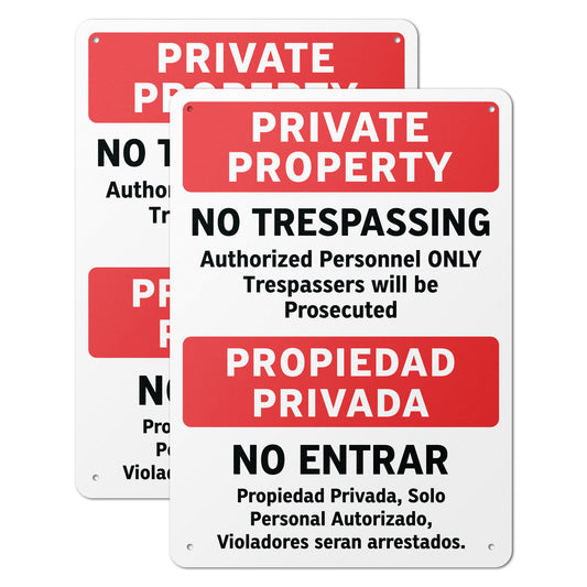 10 x 14in Private Property No Trespassing Aluminum Sign