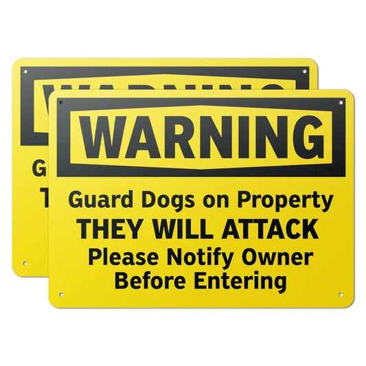 14 x 10in Security Sign: Guard Dog Warning