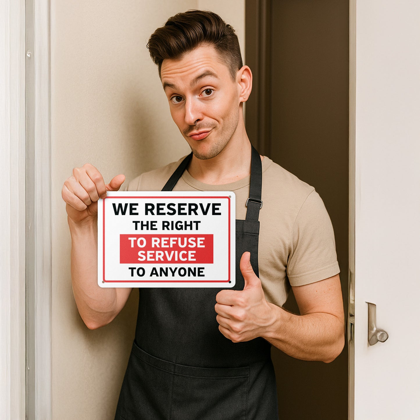 10 x 7in Business Sign: We Reserve the Right to Refuse Service to Anyone