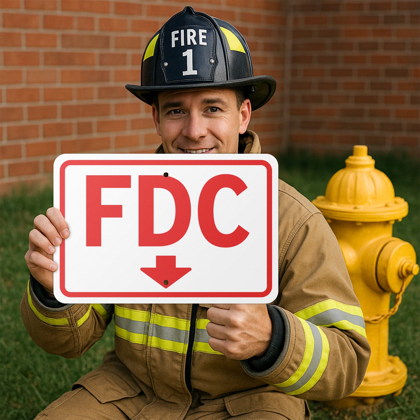 18 x 12in Fire Safety Sign: FDC Fire Department Connection