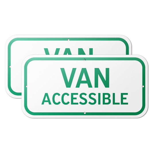 12 x 6in Parking Sign: Van Accessible ADA Compliant (Green)