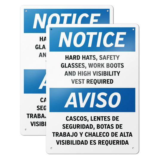 10 x 14in Safety Sign: PPE Required Notice (Bilingual)
