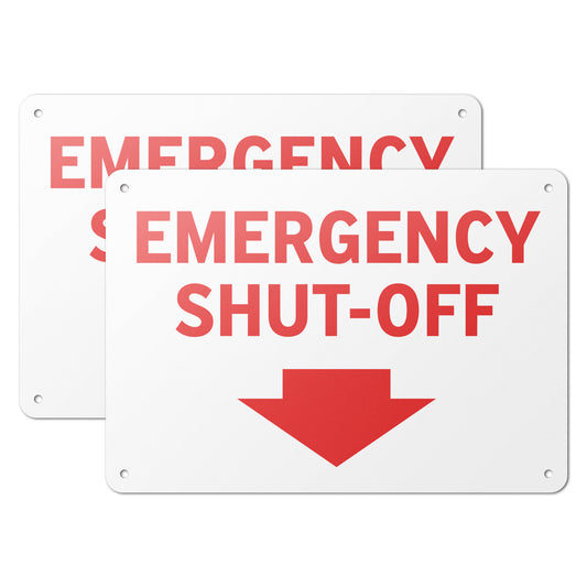10 x 7in Safety Sign: Emergency Shut-Off with Arrow