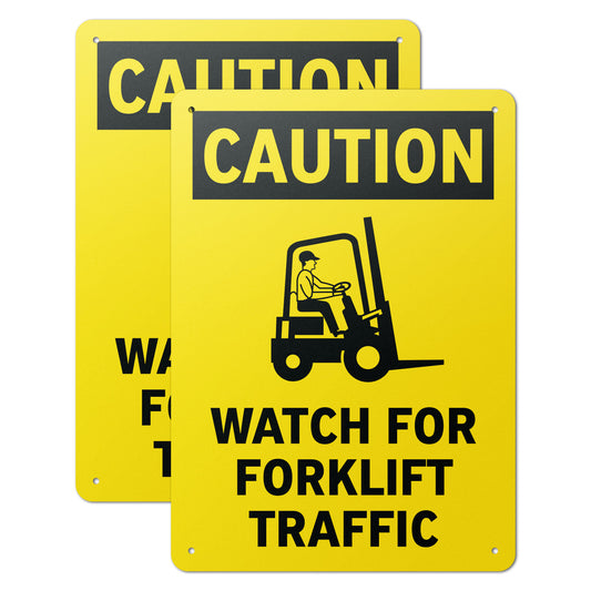 10 x 14in Aluminum Sign: Caution Forklift Traffic OSHA Compliant