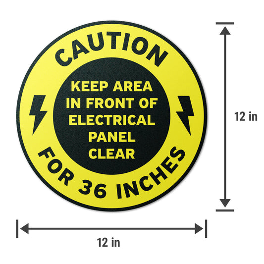 12 x 12in Floor Sign: Caution Electrical Panel 36in Clearance (2-Pack)